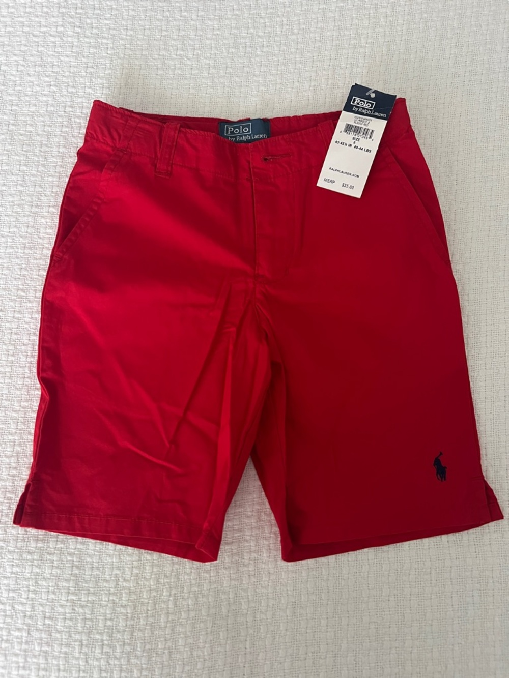 BNWT Polo by Ralph Lauren Red Flat Front Men’s Chino Shorts Size 5